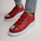 Slip-On Fashion Sneakers With Toe Cap for Men by Apollo | Luiz in Fiery Red