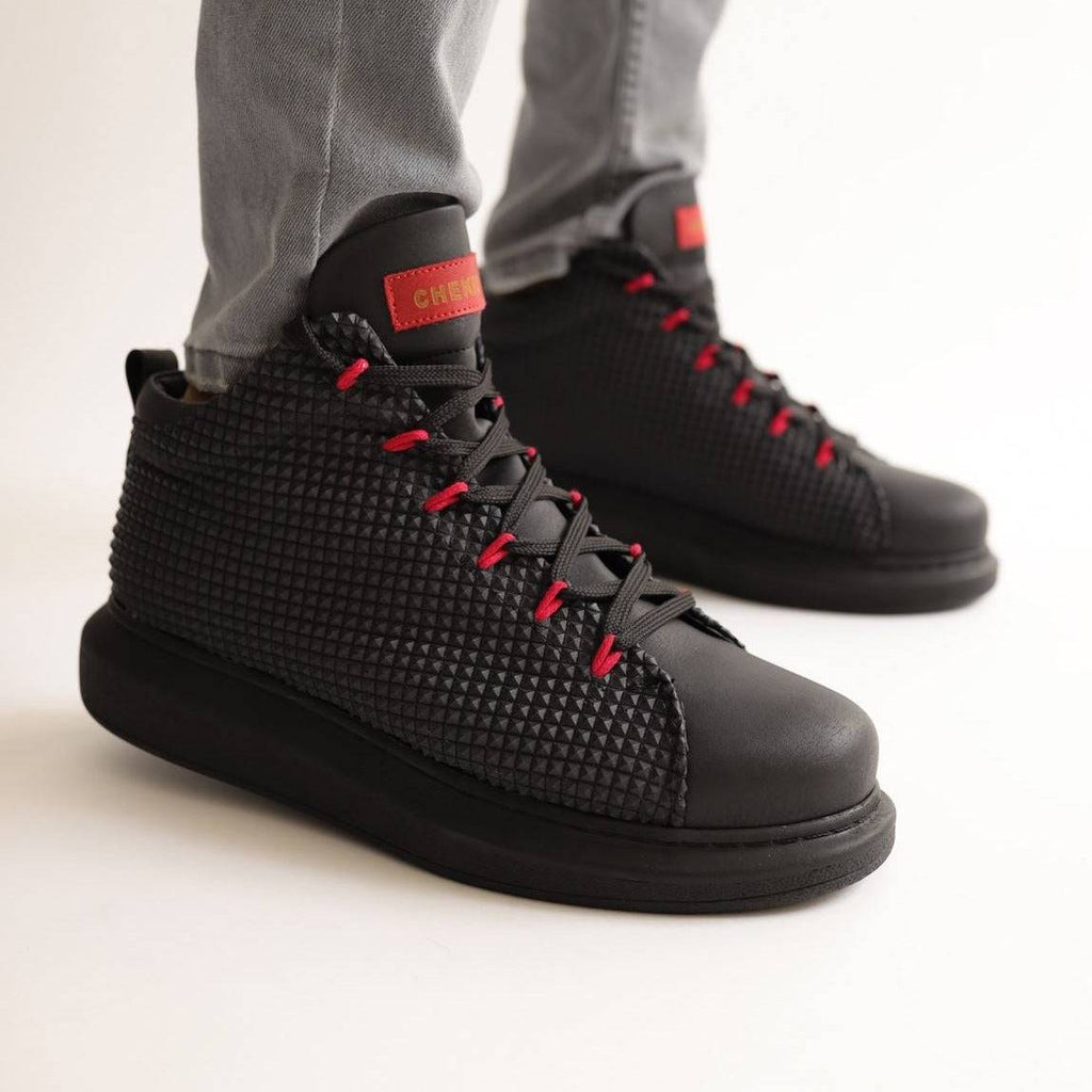 Casual Boots Platform High Tops for Men by Apollo Moda | Pato Crimson Accents