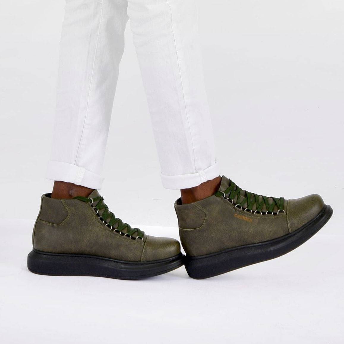 High Top Platform Sneakers for Men by Apollo | Kelly in Woodland Prestige