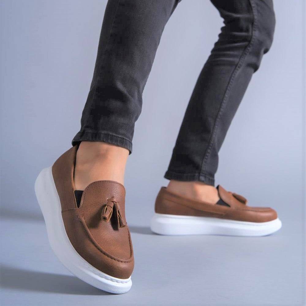 Men's Classic Fashionable Loafers by La La Shoeland | Paris in Brown & White