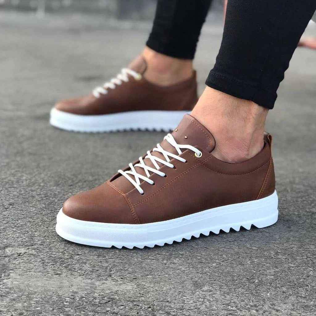 Men's Casual Fashionable Sneakers by La La Shoeland | Preston in Brown