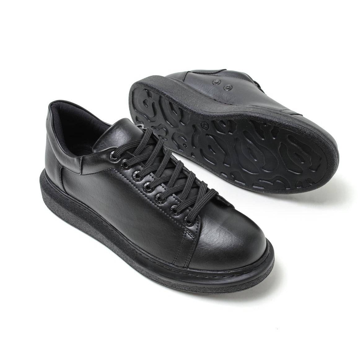 Low Top Casual Platform Sneakers for Women by Apollo Moda | Pluto Obsidian Black