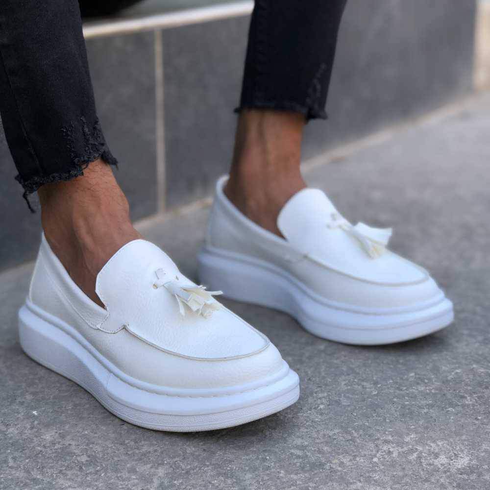 Men's Classic Fashionable Loafers by La La Shoeland | Paris in All White