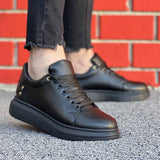 Men's Low Top Casual Sneakers by La La Shoeland | Leo in All Black