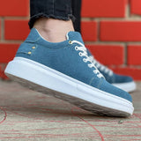 Men's Low Top Casual Sneakers by La La Shoeland | Leo in Blue