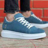 Men's Low Top Casual Sneakers by La La Shoeland | Leo in Blue