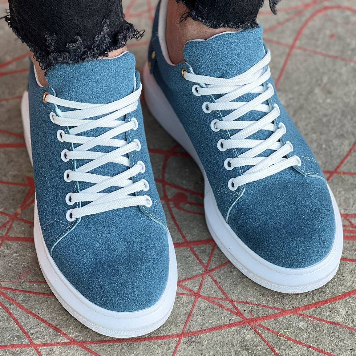 Men's Low Top Casual Sneakers by La La Shoeland | Leo in Blue