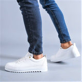 Men's Casual Fashionable Sneakers by La La Shoeland | Preston in All White