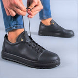 Men's Casual Fashionable Sneakers by La La Shoeland | Preston in All Black