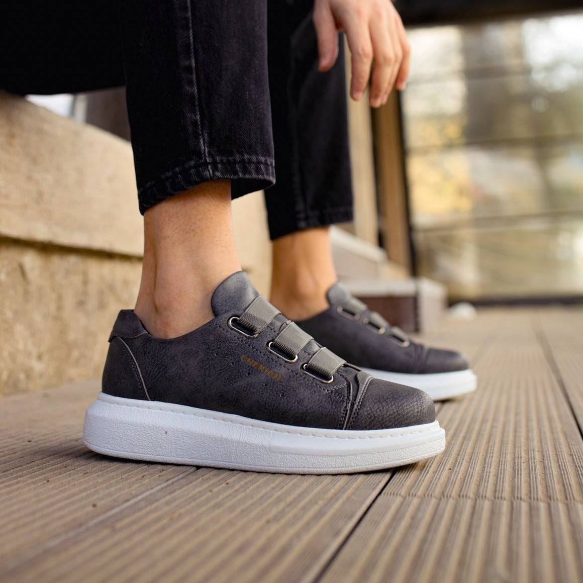 Slip-On Platform Sneakers for Men by Apollo | Luiz in Graphite Grace
