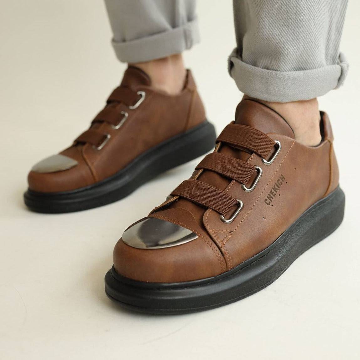 Slip-On Sneakers with Mirror Cap for Men by Apollo | Luiz Y in Rustic Noir