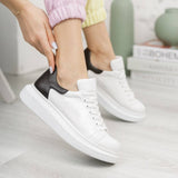 Low Top Casual Platform Sneakers for Women by Apollo Moda | Pluto X Crisp White