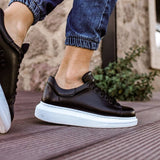 Low Top Casual Everyday Sneakers for Men by Apollo Moda | Pluto Shadow Black