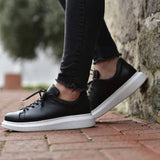 Low Top Casual Everyday Sneakers for Men by Apollo Moda | Pluto Shadow Black