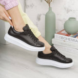 Low Top Casual Platform Sneakers for Women by Apollo | Pluto in Midnight Black