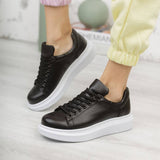 Low Top Casual Platform Sneakers for Women by Apollo | Pluto in Midnight Black