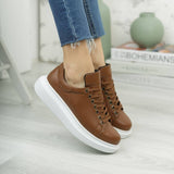 Low Top Casual Platform Sneakers for Women by Apollo | Pluto in Rich Brown